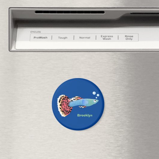 かわいいファンシーグッピーの熱帯魚の漫画 マグネット (インサイチュ (食洗機))