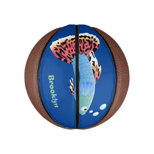 かわいいファンシーグッピーの熱帯魚の漫画 ミニバスケットボール (縦)