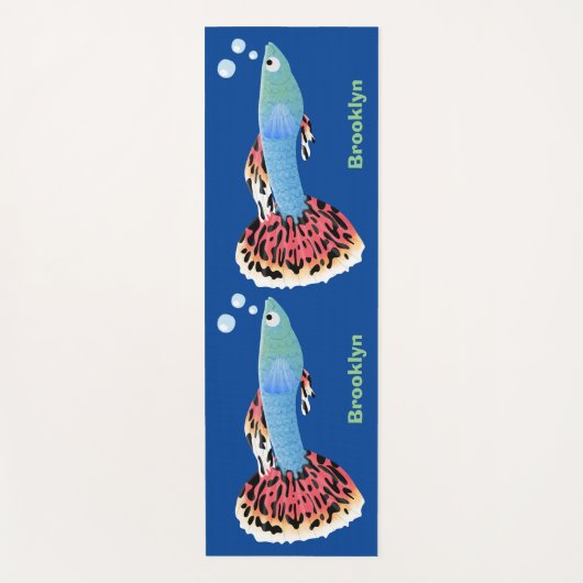 かわいいファンシーグッピーの熱帯魚の漫画 ヨガマット (正面)