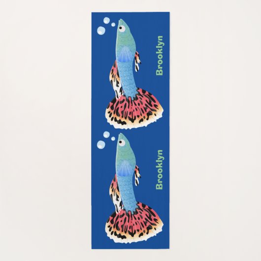 かわいいファンシーグッピーの熱帯魚の漫画 ヨガマット (裏面)