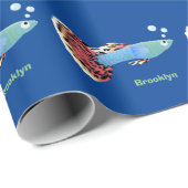 かわいいファンシーグッピーの熱帯魚の漫画 ラッピングペーパー (ロールコーナー)