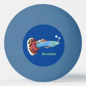 かわいいファンシーグッピーの熱帯魚の漫画 卓球ボール (裏面)