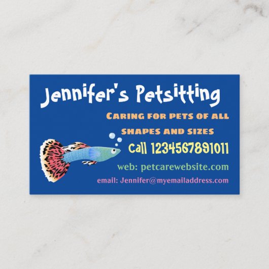 かわいいファンシーグッピーの熱帯魚の漫画 名刺 (正面)