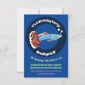 かわいいファンシーグッピーの熱帯魚の漫画 招待状 (正面)