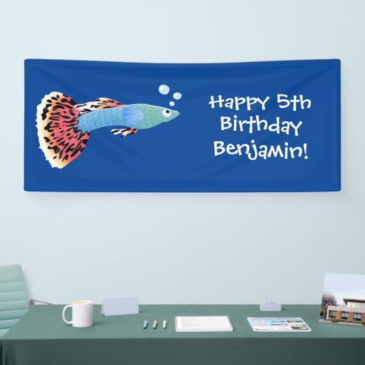 かわいいファンシーグッピーの熱帯魚の漫画 横断幕 (トレードショー)