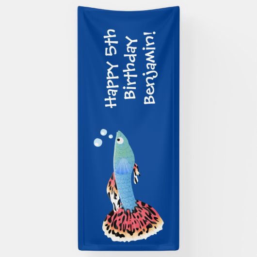 かわいいファンシーグッピーの熱帯魚の漫画 横断幕 (縦)