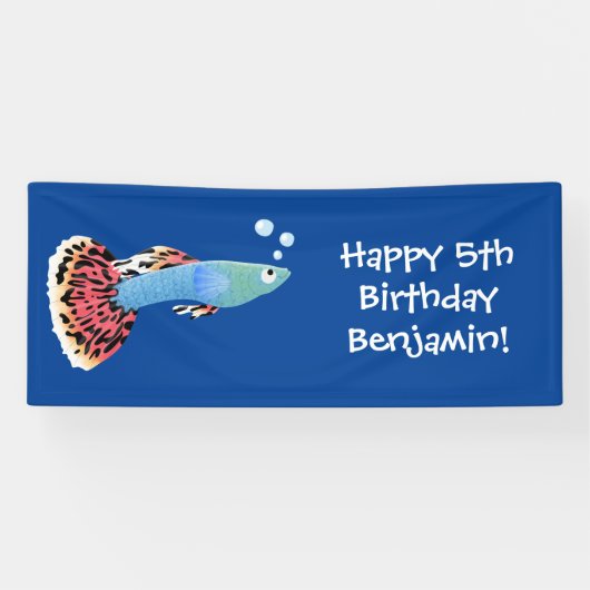 かわいいファンシーグッピーの熱帯魚の漫画 横断幕 (横)