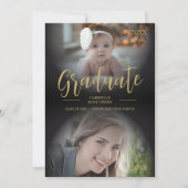 かわいいファンシーThen & Nowトレンディー2写真卒業 招待状 (正面)