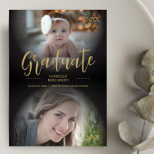 かわいいファンシーThen & Nowトレンディー2写真卒業 招待状