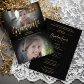 かわいいファンシーThen & Nowトレンディー2写真卒業 招待状