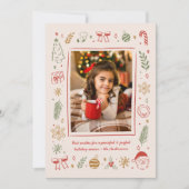 かわいいファンタジックな手描きのクリスマスアイコン シーズンカード (正面)