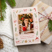 かわいいファンタジックな手描きのクリスマスアイコン シーズンカード