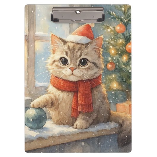 かわいいファンタジーなクリスマスの猫 クリップボード (正面)