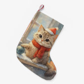 かわいいファンタジーなクリスマスの猫 スモールクリスマスストッキング (正面 (吊り時))