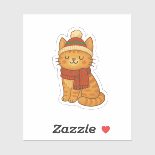かわいいファンタジーな冬/クリスマスの猫 シール (シート)