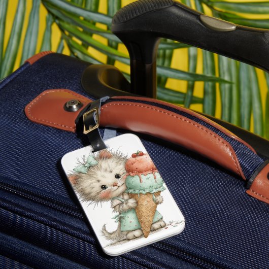 かわいいファンタジーな夏のキティキャット ラゲッジタグ (正面インサイチュ1)
