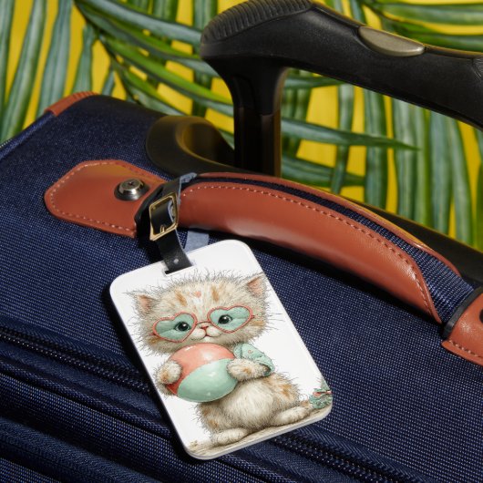 かわいいファンタジーな夏のキティキャット ラゲッジタグ (正面インサイチュ1)