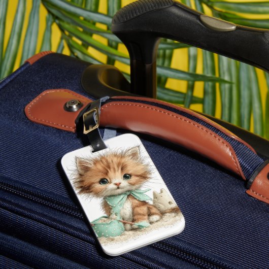 かわいいファンタジーな夏のキティ猫 ラゲッジタグ (正面インサイチュ1)