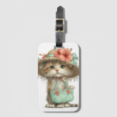 かわいいファンタジーな夏のキティ猫 ラゲッジタグ (正面縦)