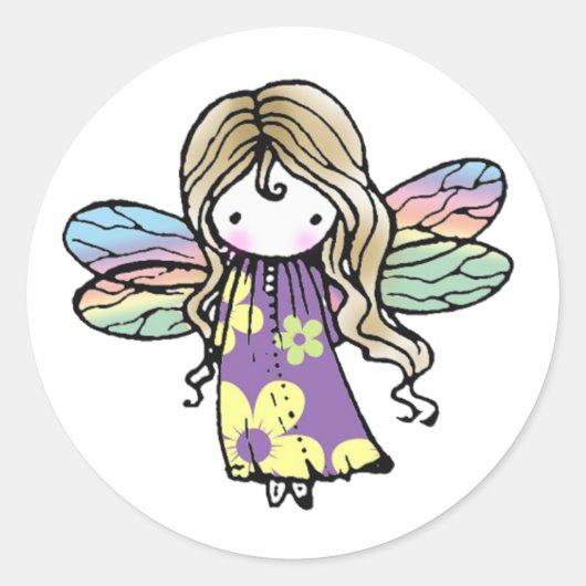 かわいいファンタジーな妖精ステッカー ラウンドシール (正面)