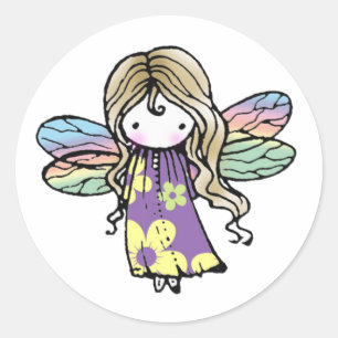 かわいいファンタジーな妖精ステッカー ラウンドシール