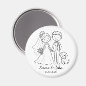 かわいいファンタジーな犬の結婚式 ブライド グルーム 引き出物 マグネット (正面/裏面)