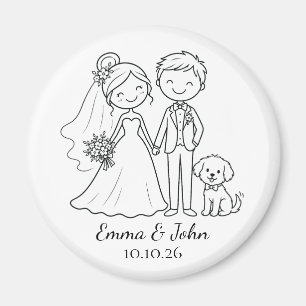 かわいいファンタジーな犬の結婚式 ブライド グルーム 引き出物 マグネット