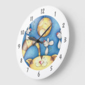 かわいいファンタジーな猫とネズミの月のアート ラージ壁時計 (傾斜)