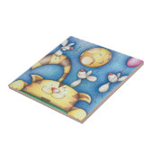 かわいいファンタジーな猫とネズミの月アート タイル (側面)