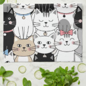 かわいいファンタジーな猫のデザイン キッチンタオル (折り畳み)