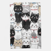かわいいファンタジーな猫のデザイン キッチンタオル (縦)