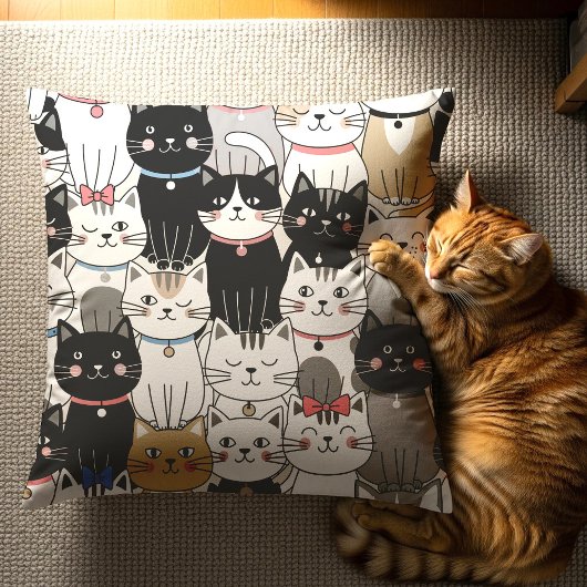 かわいいファンタジーな猫のパターン クッション