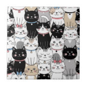 かわいいファンタジーな猫のパターン タイル (正面)