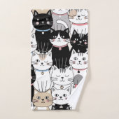 かわいいファンタジーな猫のパターン バスタオルセット (ハンドタオル)
