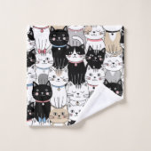 かわいいファンタジーな猫のパターン バスタオルセット (ウォッシュタオル)
