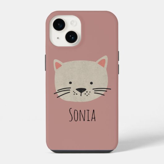 かわいいファンタジーな猫の顔 iPhoneケース (裏面)