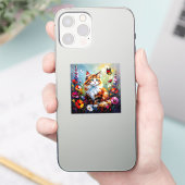 かわいいファンタジーな猫、花と蝶々 シール (スマートフォン)