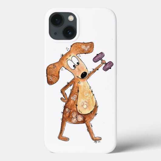 かわいいファンタジーな茶色の犬のウェイトリフティング Case-Mate iPhoneケース (裏面)