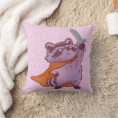かわいいファンタジーのアライグマの戦士、剣とマント付き クッション (ブランケット)