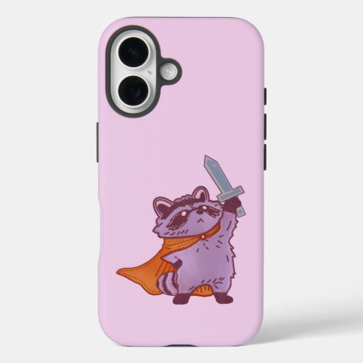 かわいいファンタジーのアライグマの戦士、剣とマント付き Case-Mate iPhoneケース (裏面)