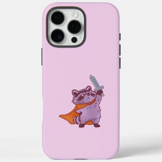 かわいいファンタジーのアライグマの戦士、剣とマント付き Case-Mate iPhoneケース (裏面)