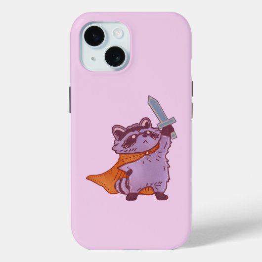 かわいいファンタジーのアライグマの戦士、剣とマント付き Case-Mate iPhoneケース (裏面)