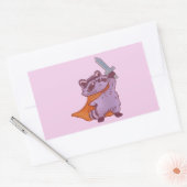 かわいいファンタジーのアライグマ戦士、剣とマント付き 長方形シール (封筒)