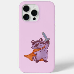 かわいいファンタジーのアライグマ戦士、剣とマント付き iPhone 15 PRO MAXケース