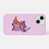 かわいいファンタジーのアライグマ戦士、剣とマント付き iPhone 15ケース (裏面横)
