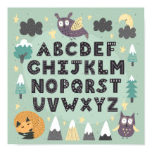 かわいいファンタジーの森の動物 ABC アルファベット