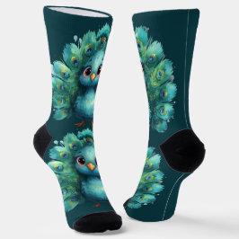 かわいいファンタジーの気まぐれな青い孔雀 ソックス