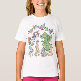 かわいいファンタジーアニマルフレンドのキッズTシャツ Tシャツ