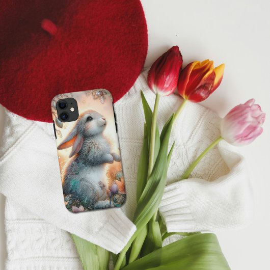 かわいいファンタジーウォーターカラーバニー フローラル Case-Mate iPhoneケース