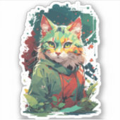 かわいいファンタジーカラスプラッシュキャットデザイン シール (正面)